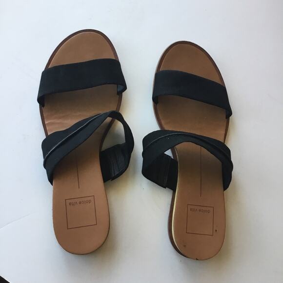 Dolce Vita Black Slip On Sandals - Picture 1 of 5
